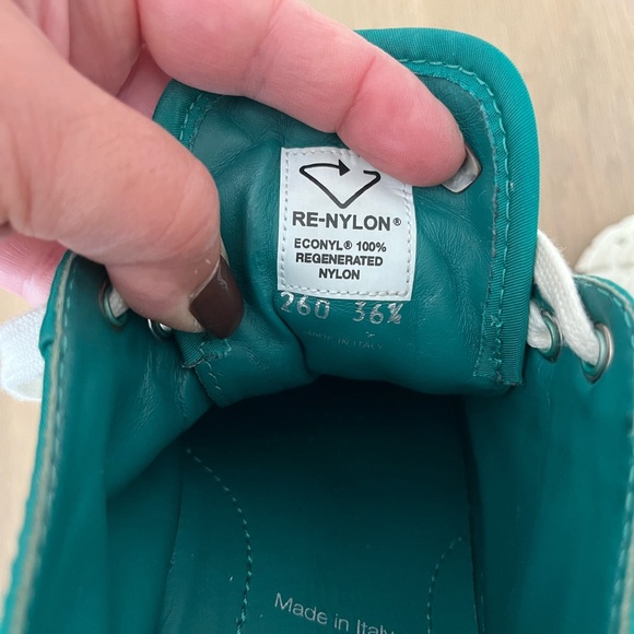 Prada Women's Double Wheel Platform Sneakers Nylon Green made in Italy - Picture 9 of 11